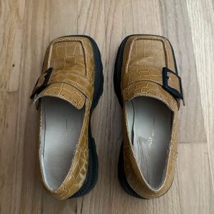 Intentionally Blank Croc-Embossed Loafers with Buckle